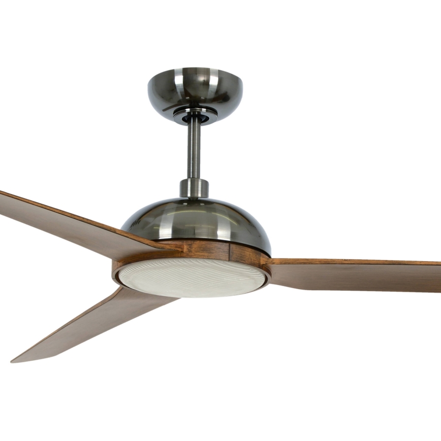 Lucci air 213301- LED Stmívatelný stropní ventilátor UNIONE 1xGX53/12W/230V hnědá/lesklý chrom + dálkové ovládání