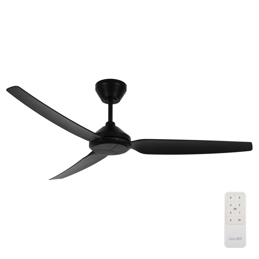 Lucci air 21616349 - Stropní ventilátor POLIS IP55 černá pr. 132 cm + dálkové ovládání