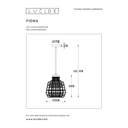 Lucide 02406/01/36 - Lustr na lanku FIONA 1xE27/60W/230V