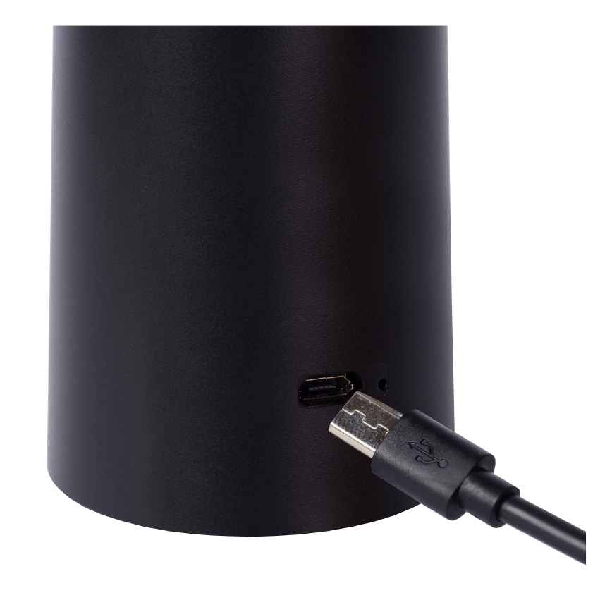 Lucide 02807/04/30 - LED Stmívatelná dotyková venkovní lampa JIVE LED/3W/3,7V USB 3000/4750/6500K IP44 1200 mAh černá