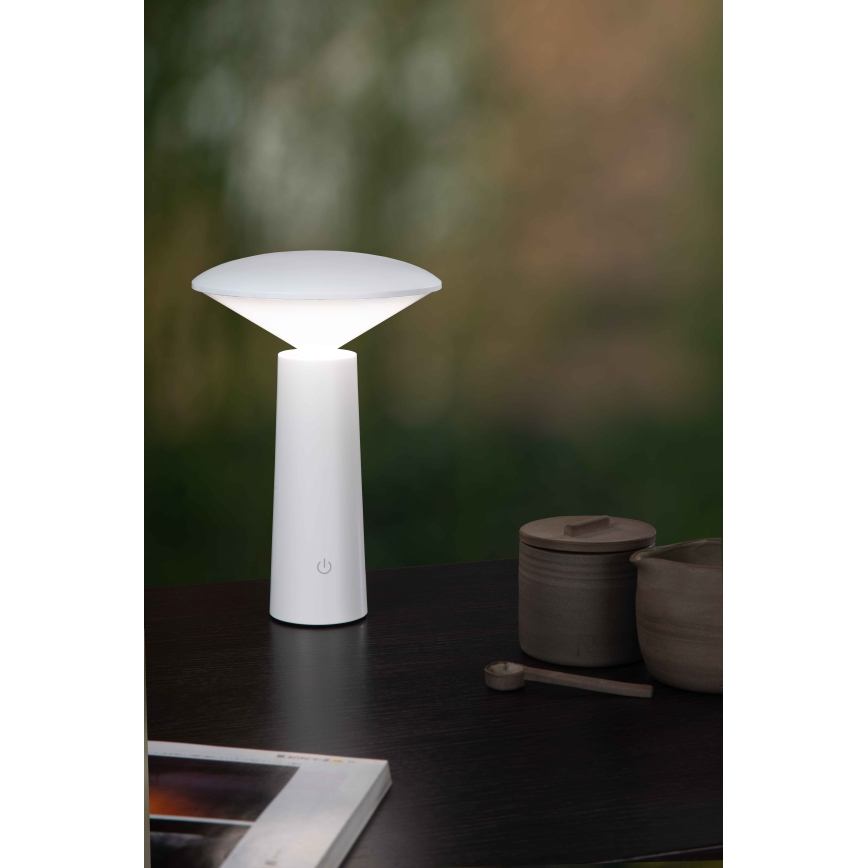 Lucide 02807/04/31 - LED Stmívatelná dotykový venkovní lampa JIVE LED/3W/3,7V USB 3000/4750/6500K IP44 1200 mAh bílá