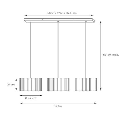 Lucide 03429/03/30 - Lustr na lanku MAGIUS 3xE27/40W/230V bambus