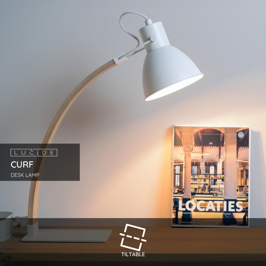 Lucide 03613/01/31 - Stolní lampa CURF 1xE27/60W/230V bílá