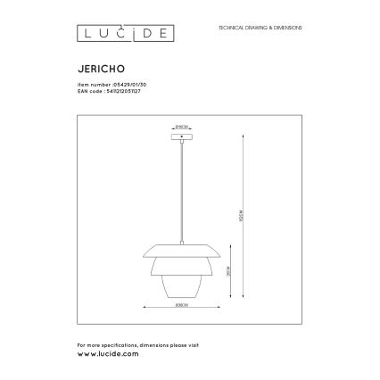 Lucide 05429/01/30 - Lustr na lanku JERICHO 1xE27/40W/230V