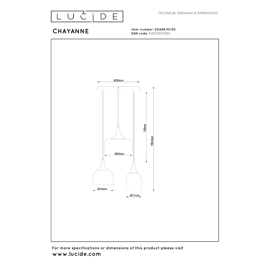 Lucide 05446/13/30 - Lustr na lanku CHAYANNE 3xE14/10W/230V
