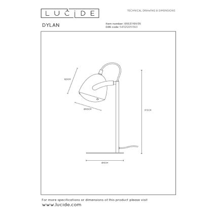 Lucide 05537/01/35 - Dětská stolní lampa DYLAN 1xE14/25W/230V modrá