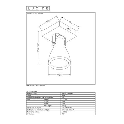 Lucide 05910/05/30 - LED Stmívatelné bodové svítidlo CONCRI 1xGU10/5W/230V