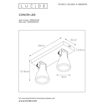 Lucide 05910/10/30 - LED Stmívatelné bodové svítidlo CONCRI 2xGU10/5W/230V