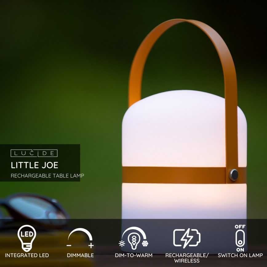Lucide 06802/01/43 - LED Venkovní stmívatelná lampa LITTLE JOE LED/0,3W/3,7V USB IP44 680 mAh oranžová