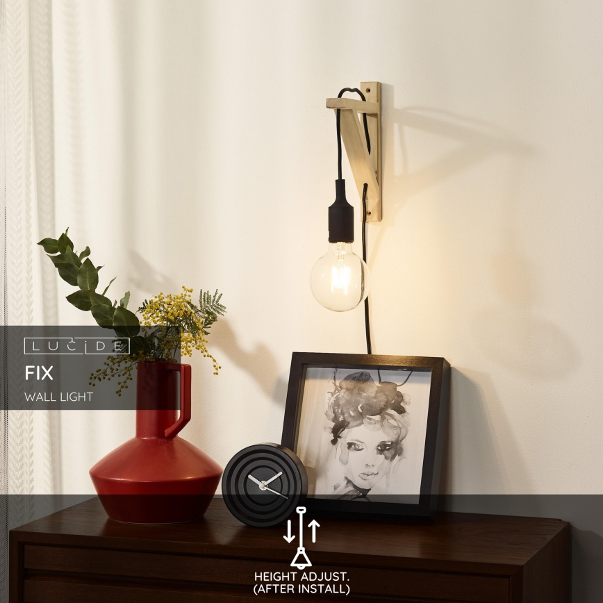Lucide 08208/01/30 - Nástěnné svítidlo FIX WALL 1xE27/60W/230V černá
