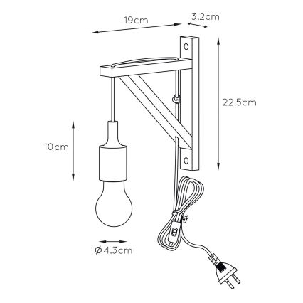 Lucide 08208/01/30 - Nástěnné svítidlo FIX WALL 1xE27/60W/230V černá