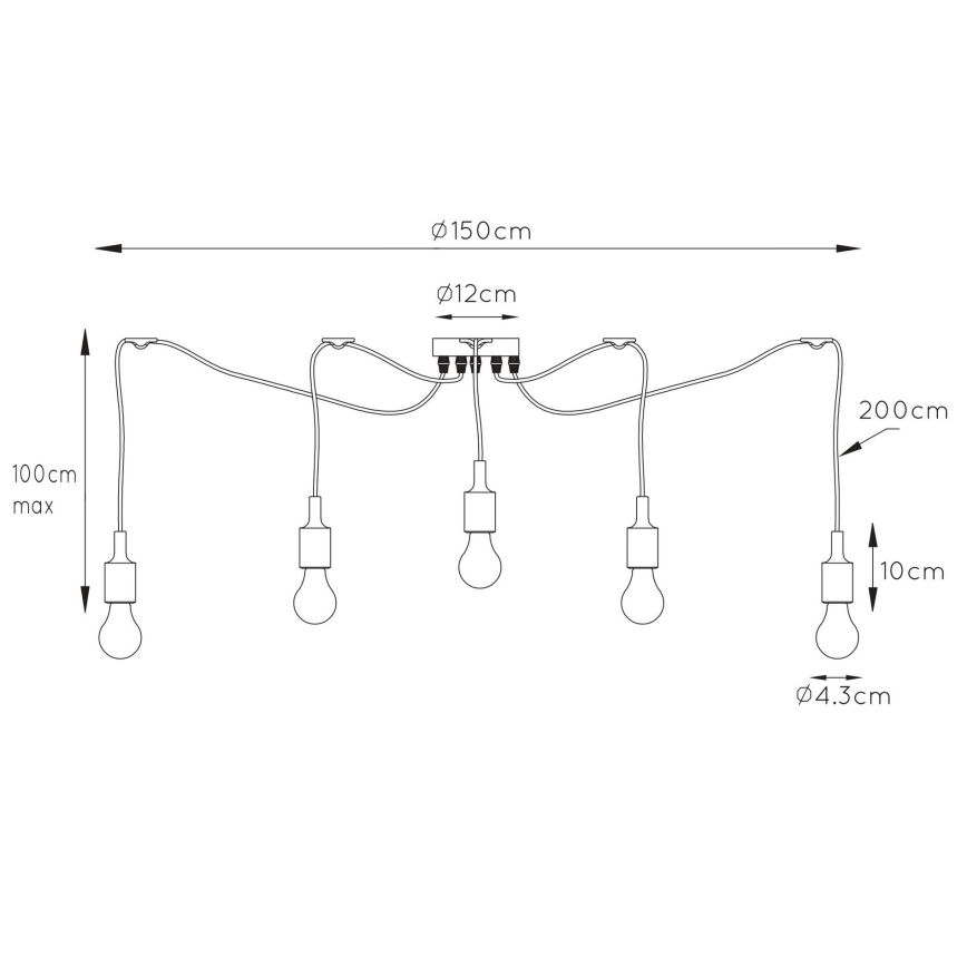Lucide 08408/05/30 - Lustr na lanku FIX MULTIPLE 5xE27/60W/230V pavouk