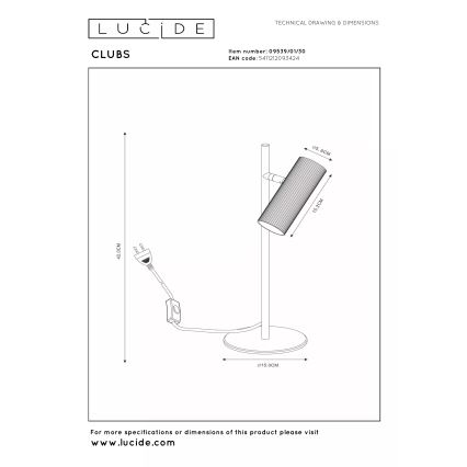 Lucide 09539/01/30 - Stolní lampa CLUBS 1xGU10/40W/230V černá