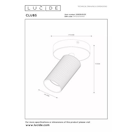 Lucide 09939/01/31 - Nástěnné bodové svítidlo CLUBS 1xGU10/40W/230V bílá