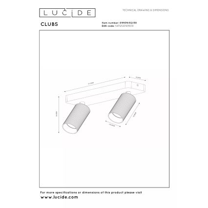 Lucide 09939/02/30 - Bodové svítidlo CLUBS 2xGU10/40W/230V černá