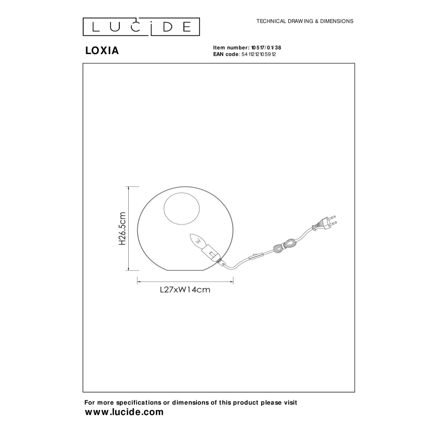 Lucide 10517/01/30 - Stolní lampa LOXIA 1xE14/40W/230V černá