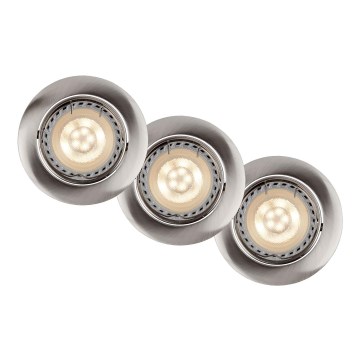 Lucide 11001/15/12 - SADA 3x LED Stmívatelné podhledové svítidlo FOCUS 1xGU10/5W/230V matný chrom kulaté
