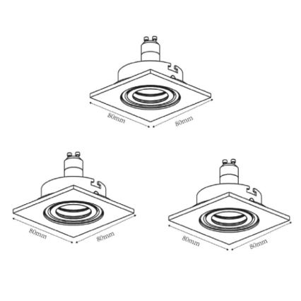 Lucide 11002/15/12 - SADA 3x LED Stmívatelné podhledové svítidlo FOCUS 1xGU10/5W/230V chrom hranaté