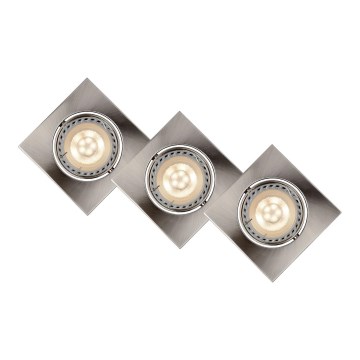 Lucide 11002/15/12 - SADA 3x LED Stmívatelné podhledové svítidlo FOCUS 1xGU10/5W/230V matný chrom hranaté