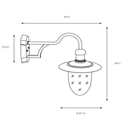 Lucide 11871/01/30 - Venkovní nástěnné svítidlo ARUBA 1xE27/60W/230V IP44