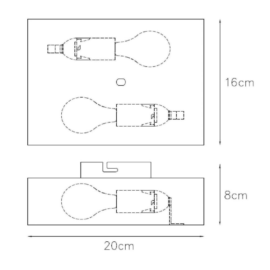 Lucide 12222/02/30 - Nástěnné svítidlo OVALIS 2xE14/9W/230V