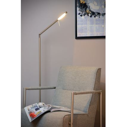 Lucide 12719/06/12 - LED Stmívatelná stojací lampa BERGAMO 1xLED/6W/230V matný chrom