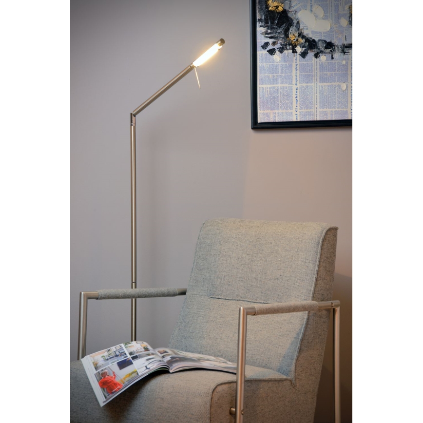 Lucide 12719/06/12 - LED Stmívatelná stojací lampa BERGAMO 1xLED/6W/230V matný chrom
