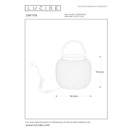 Lucide 13525/01/36 - Stolní lampa SAFIYA 1xE14/25W/230V antracit