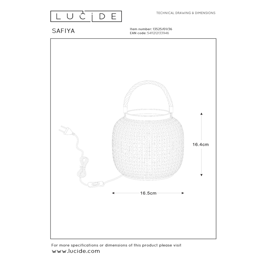 Lucide 13525/01/36 - Stolní lampa SAFIYA 1xE14/25W/230V antracit
