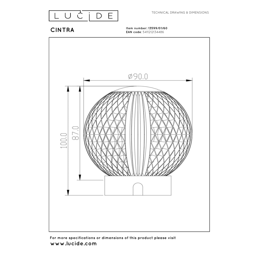 Lucide 13599/01/60 - LED Stmívatelná nabíjecí dotyková stolní lampa CINTRA LED/1,5W/3,7V 1400 mAh