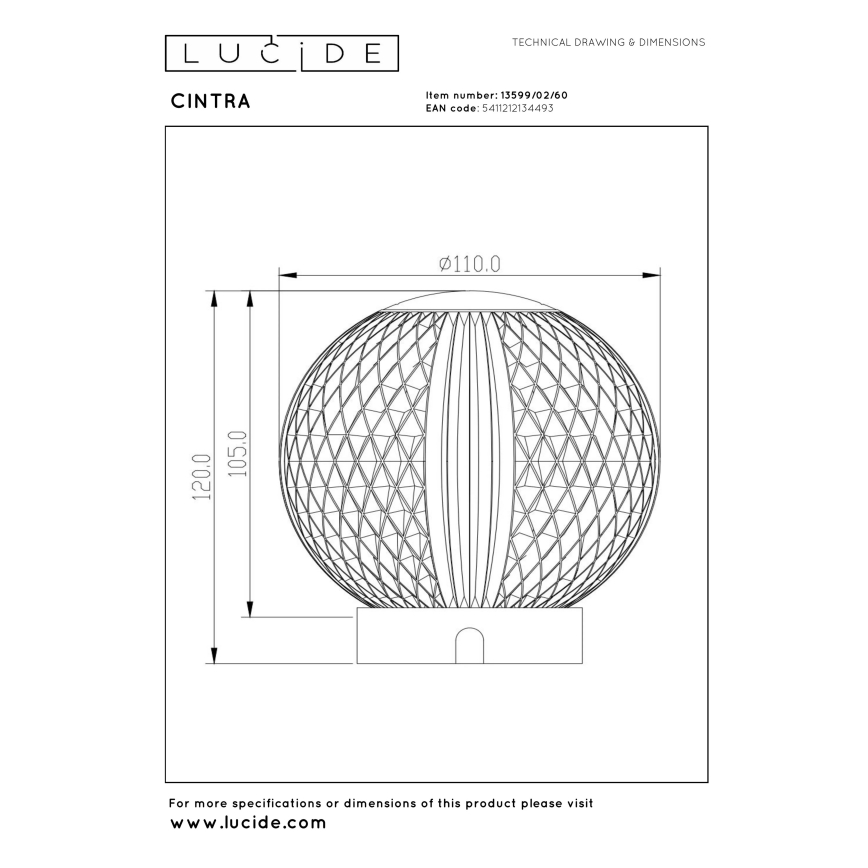 Lucide 13599/02/60 - LED Stmívatelná nabíjecí dotyková stolní lampa CINTRA LED/2W/3,7V 4000 mAh