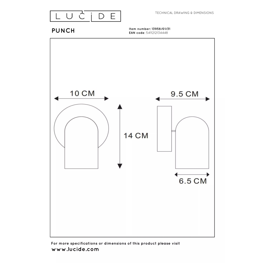 Lucide 13958/01/31 - Bodové svítidlo PUNCH 1xGU10/35W/230V bílá