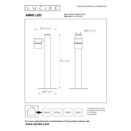 Lucide 14867/49/12 - LED Venkovní lampa ARNE-LED 1xGU10/5W/230V matný chrom IP44