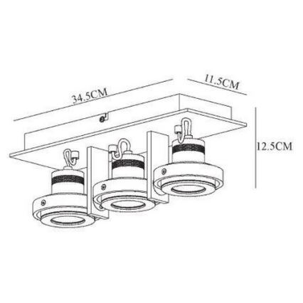 Lucide 17906/16/12 - LED Stmívatelné bodové svítidlo 3xGU10/5W/230V matný chrom