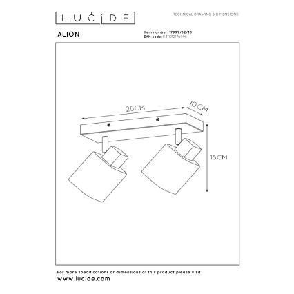 Lucide 17999/02/30 - Bodové svítidlo ALION 2xE14/25W/230V