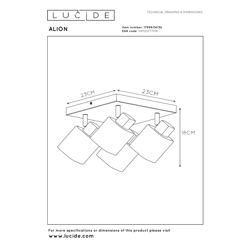 Lucide 17999/14/30 - Bodové svítidlo ALION 4xE14/25W/230V
