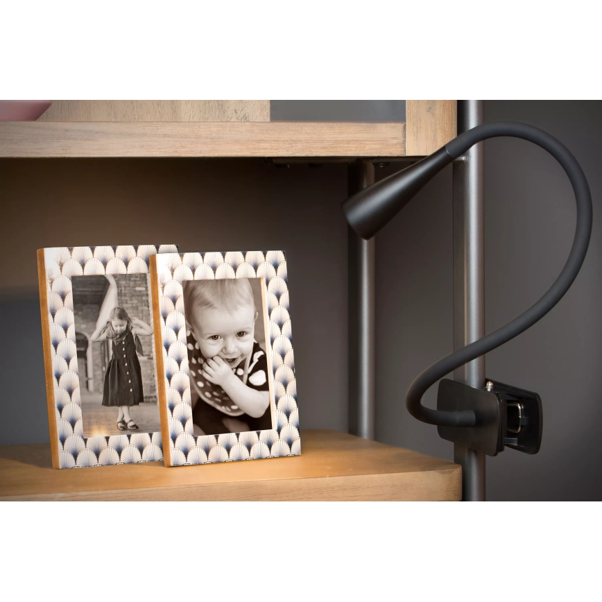 Lucide 18256/03/30 - LED Stmívatelná flexibilní dotyková stolní lampa s klipem ZOZY LED/4W/230V černá