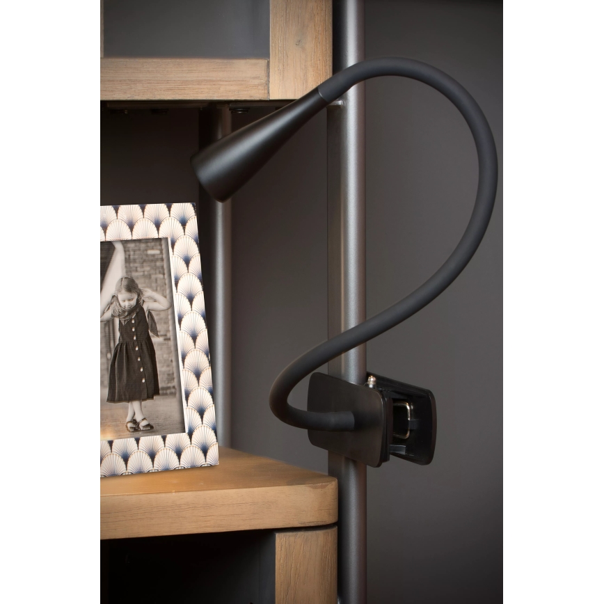 Lucide 18256/03/30 - LED Stmívatelná flexibilní dotyková stolní lampa s klipem ZOZY LED/4W/230V černá