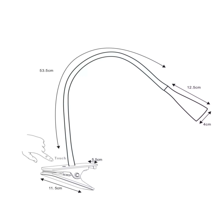 Lucide 18256/03/30 - LED Stmívatelná flexibilní dotyková stolní lampa s klipem ZOZY LED/4W/230V černá