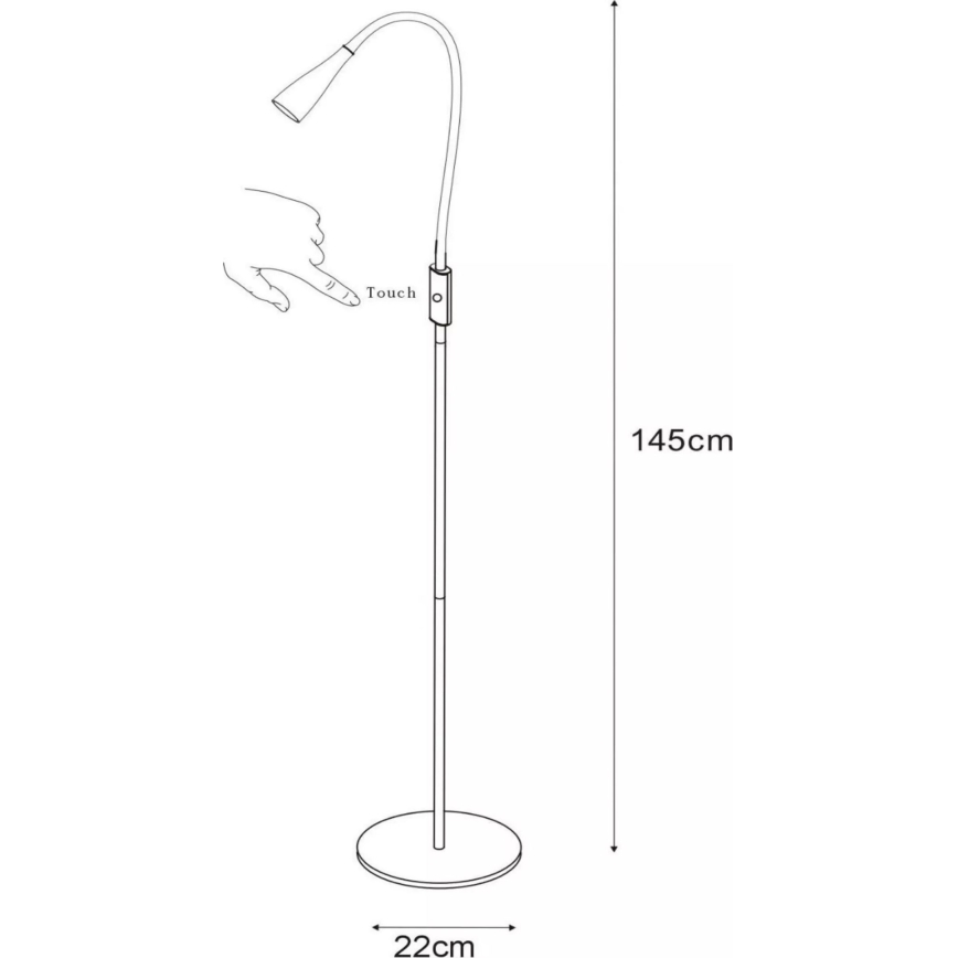 Lucide 18756/03/30 - LED Stmívatelná flexibilní dotyková stojací lampa ZOZY LED/4W/230V černá