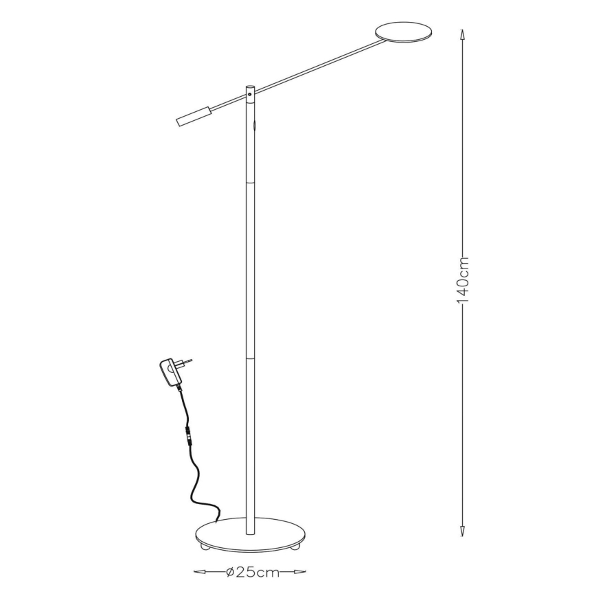 Lucide 19766/09/12 - LED Stmívatelná stojací lampa ANSELMO LED/9W/230V matný chrom