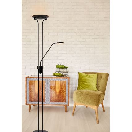 Lucide 19792/24/30 - LED stojací lampa CHAMPION-LED 1xLED/20W/230V + 1xLED/4W/230V černá