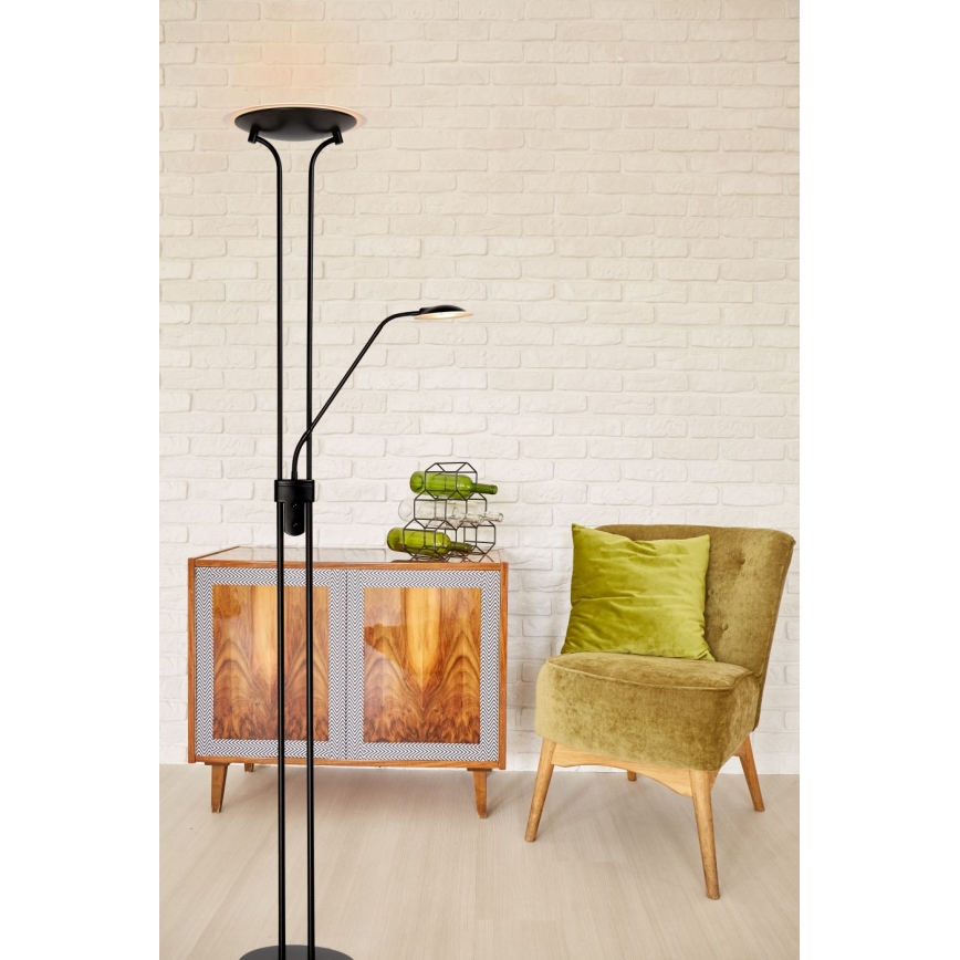 Lucide 19792/24/30 - LED stojací lampa CHAMPION-LED 1xLED/20W/230V + 1xLED/4W/230V černá