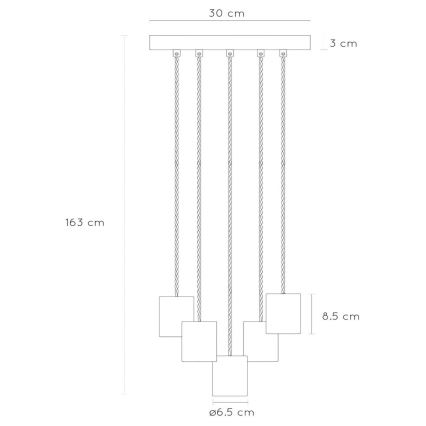 Lucide 20416/15/65 - Lustr na lanku GELKA 5xE27/40W/230V