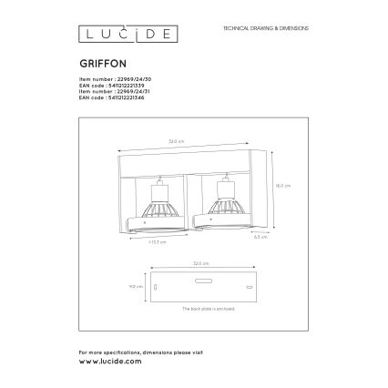 Lucide 22969/24/31 - LED Stmívatelné bodové svítidlo GRIFFON 2xGU10/12W/230V