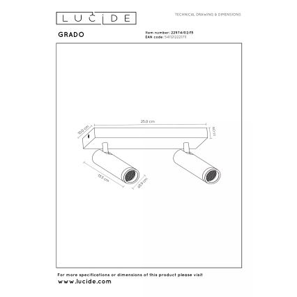 Lucide 22974/02/15 - Bodové svítidlo GRADO 2xGU10/8W/230V černá/hnědá