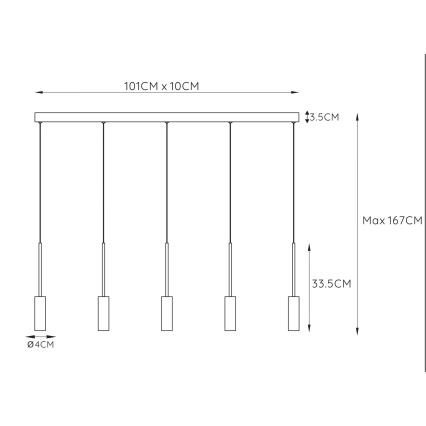 Lucide 24401/35/30 - LED Lustr na lanku TUBULE 5xLED/7W/30V