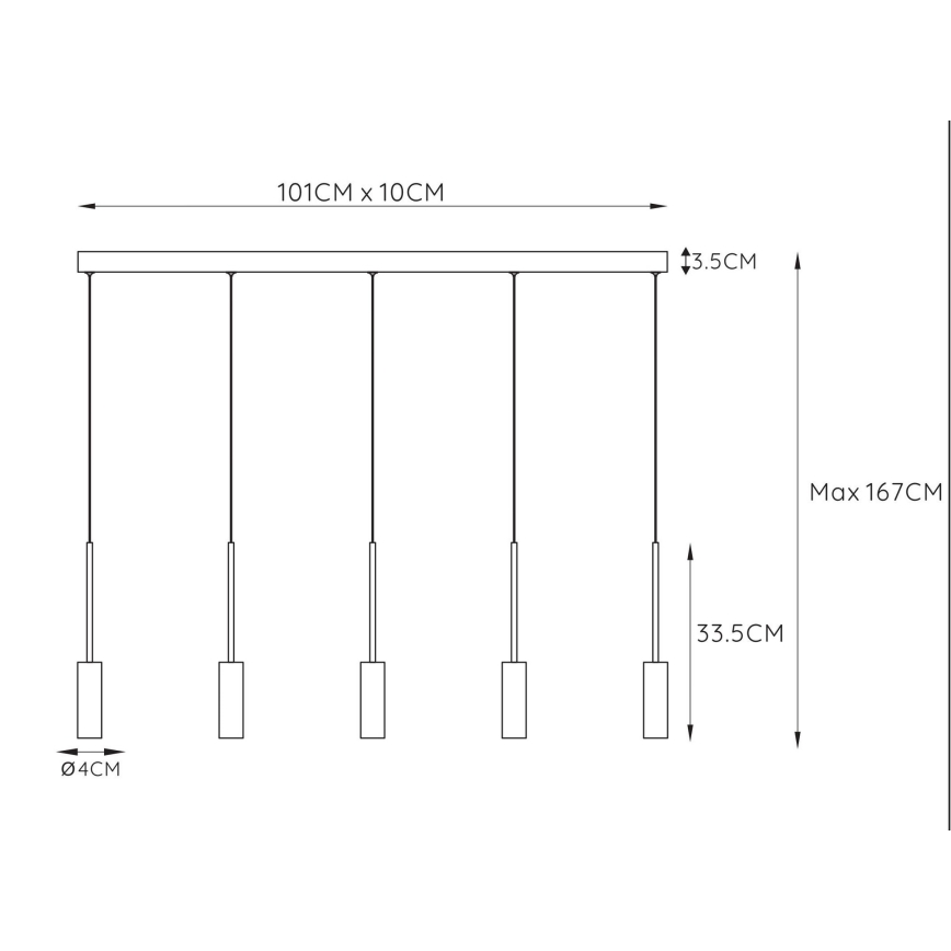 Lucide 24401/35/30 - LED Lustr na lanku TUBULE 5xLED/7W/30V