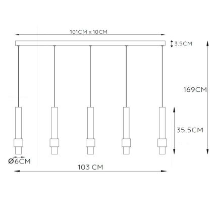 Lucide 24402/30/30 - LED Stmívatelný lustr na lanku MARGARY 5xLED/4,2W/230V černá