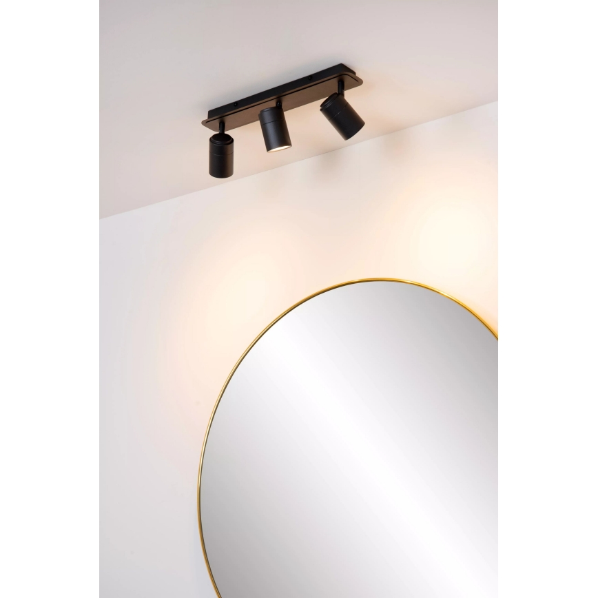 Lucide 26958/15/30 - LED Stmívatelné koupelnové bodové svítidlo LENNERT 3xGU10/5W/230V IP44 černá